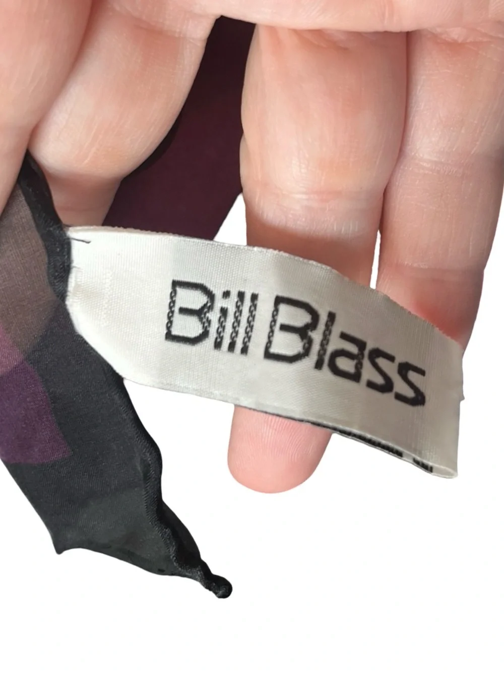 Vintage Bill Blass Silk Scarf Sheer Fall Geometric Teal Purple Lightweight